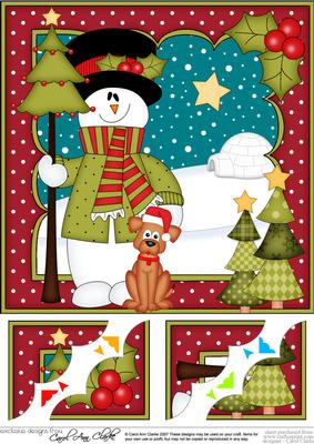 8 x 8 Christmas Snowman Rio's Tree Scalloped Topper