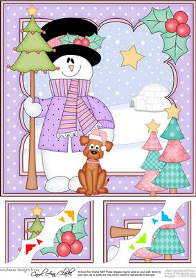 8 x 8 Christmas Snowman Rio's Tree Scalloped Topper