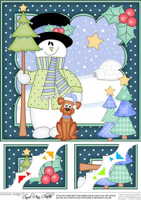 8 x 8 Christmas Snowman Rio's Tree Scalloped Topper