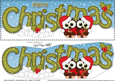 Large Dl Christmas Little Hoot Owls Love 3D Decoupage