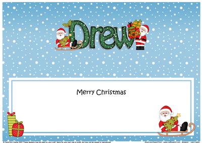 Large Dl Christmas Drew Santa Insert