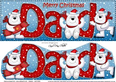Large Dl Christmas Dad Polar Bear 3D Decoupage