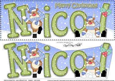 Large Dl Christmas Nicol Rudolph 3D Decoupage