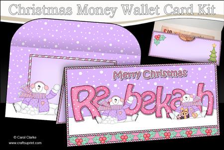 Christmas Rebekah Snowman Money or Gift Wallet Card Kit