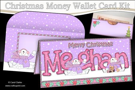 Christmas Meghan Snowman Money or Gift Wallet Card Kit