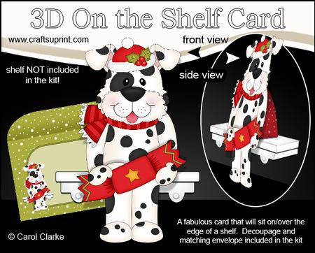 3D on the Shelf Card Kit - Little Christmas Spotty Dog