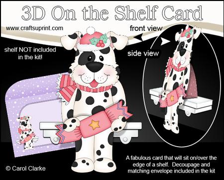 3D on the Shelf Card Kit - Little Christmas Spotty Dog