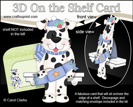 3D on the Shelf Card Kit - Little Christmas Spotty Dog