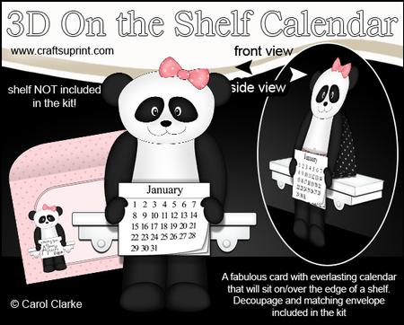 3D on the Shelf Everlasting Calendar Kit - Little Panda Bear