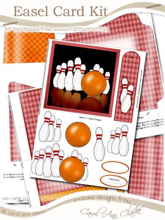 10 Pin Bowling Easel Card Kit with 3D Decoupage