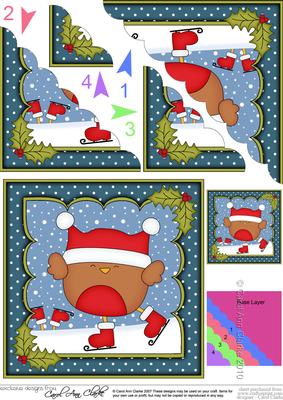 Christmas Skating Bobbin Robin Scallop Corner