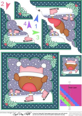 Christmas Skating Bobbin Robin Scallop Corner