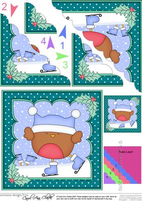 Christmas Skating Bobbin Robin Scallop Corner
