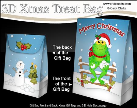 3D Little Christmas Freddy Frog Gift Bag Mini Kit