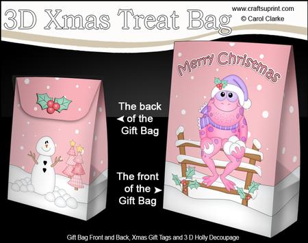 3D Little Christmas Freddy Frog Gift Bag Mini Kit