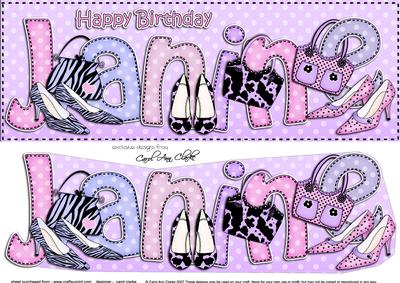 Lge Dl Birthday Janine Shoes & Handbags 3D Decoupage