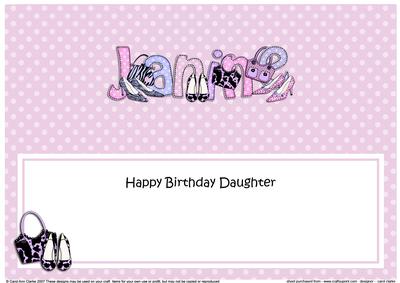Lge Dl Birthday to My Daughter Janine Shoes & Handbags