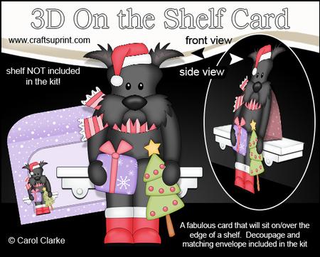 3D on the Shelf Card Kit - Little Christmas Scottie Dog