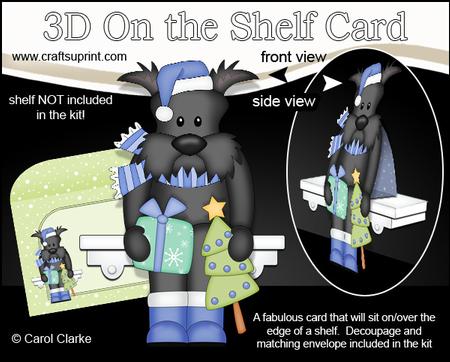 3D on the Shelf Card Kit - Little Christmas Scottie Dog