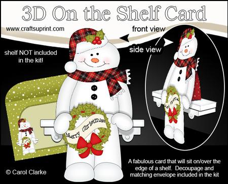3D on the Shelf Card Kit - Little Christmas Snowman Mack