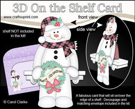 3D on the Shelf Card Kit - Little Christmas Snowman Mack