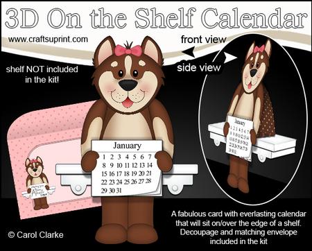 3D on the Shelf Everlasting Calendar Kit - Little Husky Dog