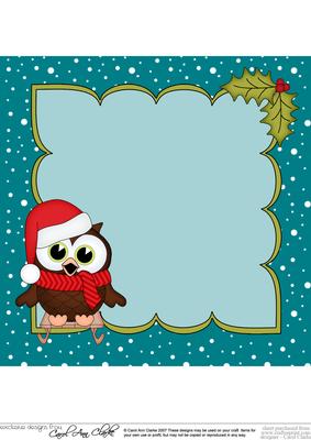 8 x 8 Christmas Sledging Little Hoot Owl Insert