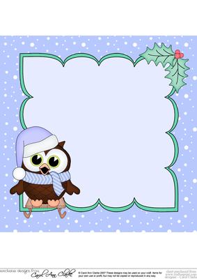 8 x 8 Christmas Sledging Little Hoot Owl Insert