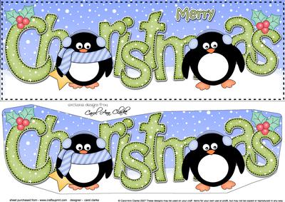 Large Dl Christmas Penguins 3D Decoupage