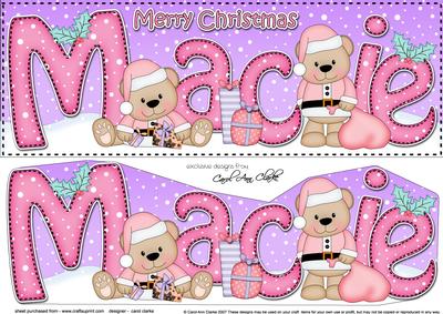 Large Dl Christmas Macie Livvy Bear 3D Decoupage