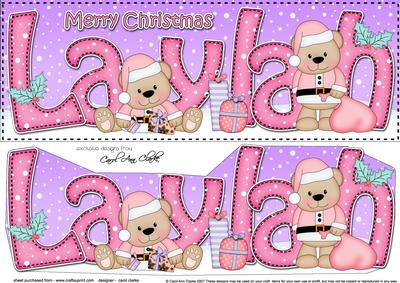 Large Dl Christmas Laylah Livvy Bear 3D Decoupage