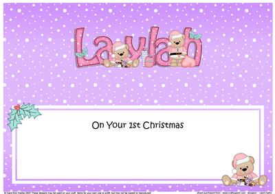 Large Dl 1st Christmas Laylah Livvy Bear Insert