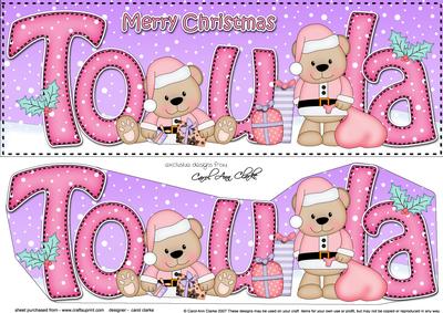 Large Dl Christmas Toula Livvy Bear 3D Decoupage