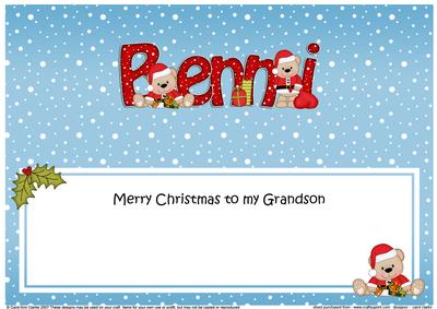 Large Dl Christmas to My Grandson Benni Livvy Bear