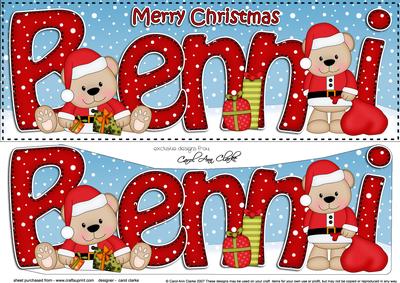 Large Dl Christmas Benni Livvy Bear 3D Decoupage