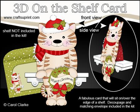 3D on the Shelf Card Kit - Little Christmas Cat Fudge