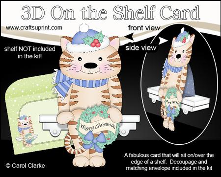 3D on the Shelf Card Kit - Little Christmas Cat Fudge