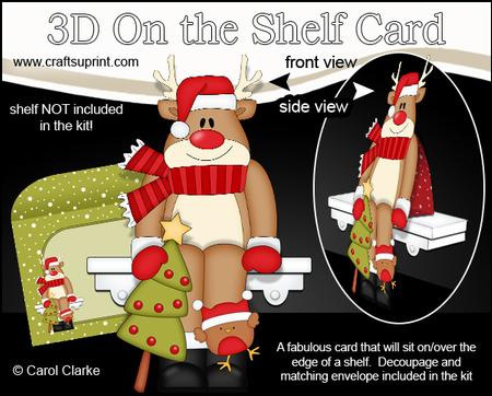 3D on the Shelf Card Kit - Christmas Rudolph's Tree