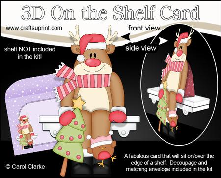 3D on the Shelf Card Kit - Christmas Rudolph's Tree