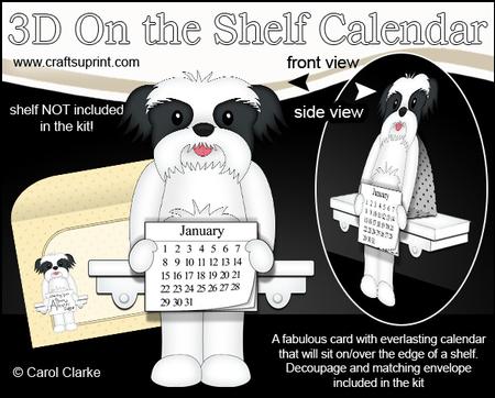 3D on the Shelf Everlasting Calendar Kit - Shih Tzu Dog