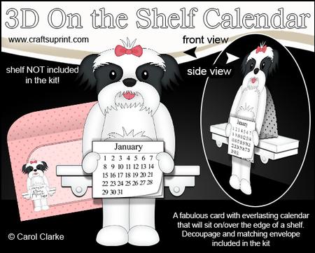 3D on the Shelf Everlasting Calendar Kit - Shih Tzu Dog
