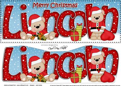Large Dl Christmas Lincoln Livvy Bear 3D Decoupage