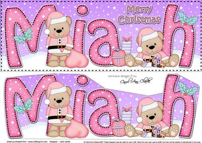 Large Dl Christmas Miah Livvy Bear 3D Decoupage