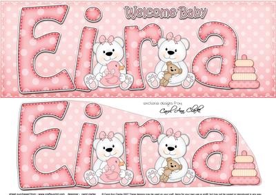 Large Dl Welcome Baby Eira Teddies 3D Decoupage