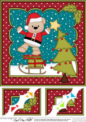 8 x 8 Livvy Bear Dressing the Christmas Tree 3D Decoupage
