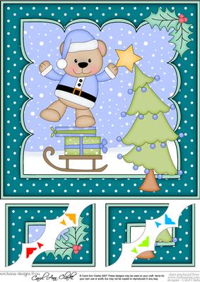 8 x 8 Livvy Bear Dressing the Christmas Tree 3D Decoupage