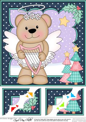 8 x 8 Christmas Livvy Bear Angel 3D Decoupage