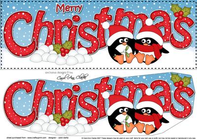 Large Dl Christmas Penguin Love 3D Decoupage