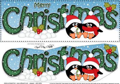 Large Dl Christmas Penguin Love 3D Decoupage