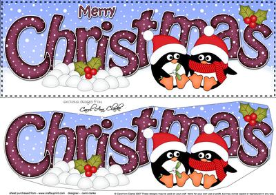 Large Dl Christmas Penguin Love 3D Decoupage